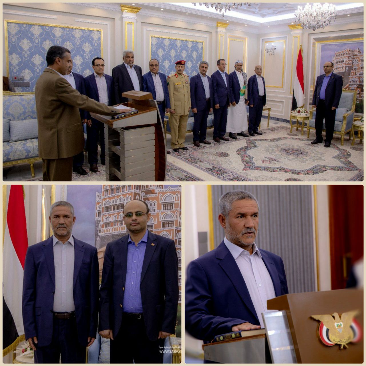 رئيس وأعضاء حكومة التغيير والبناء يؤدون اليمين الدستورية أمام الرئيس المشاط